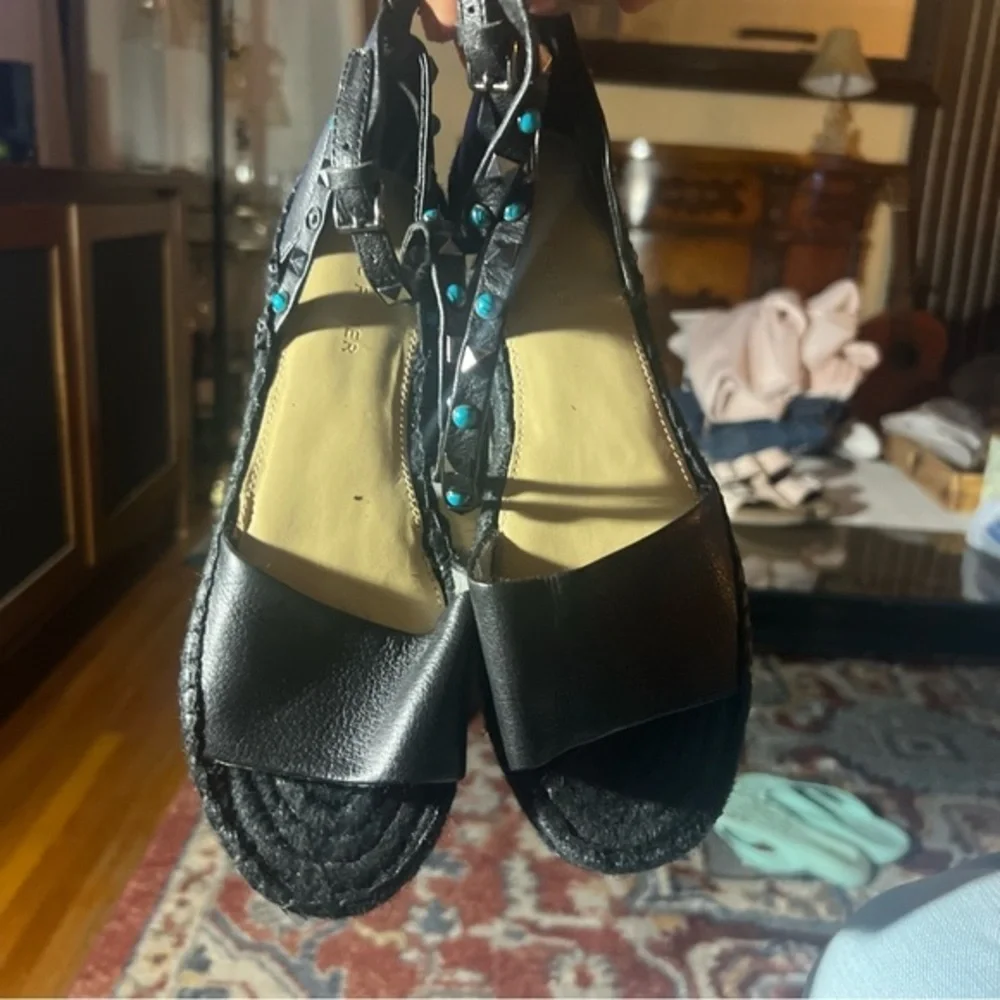 Women's Black Studded Platform Sandals